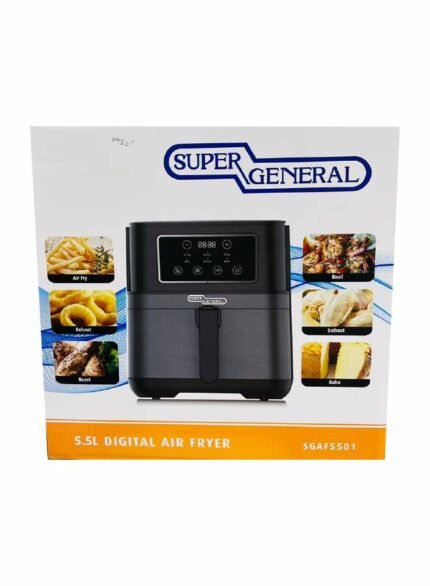Super General Air Fryer, 5.5L,1550W-1850W, SGAF-5501, 6 Preset Programs, LED Display