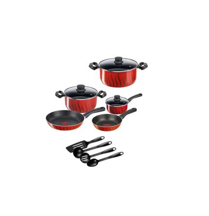 Tefal G6 Tempo Flame12 Pcs Cooking Set, Red, Aluminium, C3079282, Multi