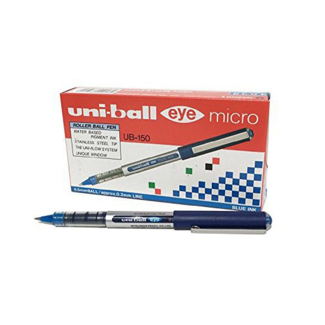 website-20 uni-ball 153486287 UB-150 Eye Micro Rollerball Pens, Blue Uni Super Ink.5mm Nib, Package of 6 - Image 1